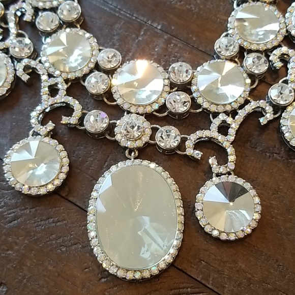 Cache Mirrored Rhinestone Statement Necklace NWT - Picture 3 of 11